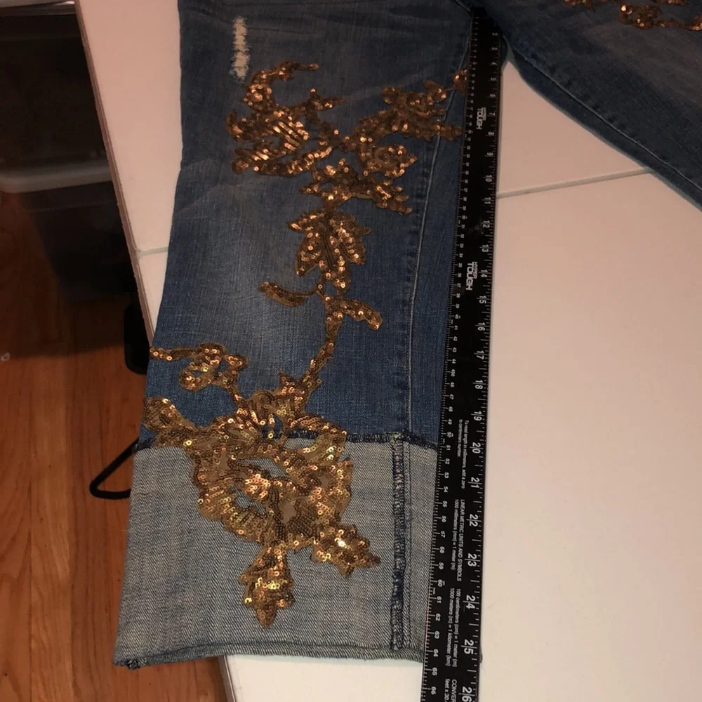 Pilcro and the Letterpress Blue Jeans with Gold Accents - Picture 9 of 15